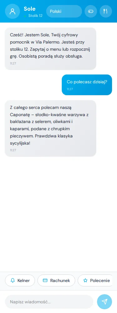 Odpowiedź na czacie · Sole · Via Palermo