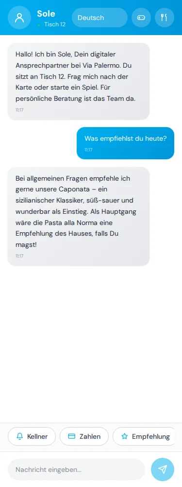 Gastsicht · Deine Karte kommt ins Gespräch. · Via Palermo