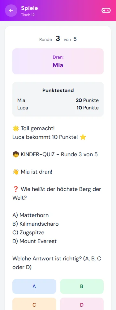 Den Zwischenstand sehen · Mia & Luca · Via Palermo