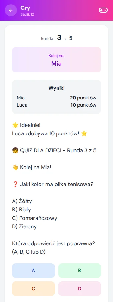 Bieżący wynik · Mia & Luca · Via Palermo