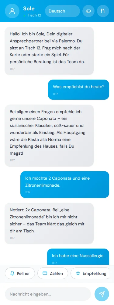 Gastsicht · Derselbe Tisch. Die andere Perspektive. · Via Palermo
