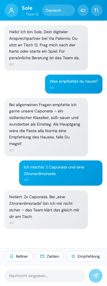 Gastsicht · Ein Wunsch bleibt vollständig sichtbar. · Via Palermo
