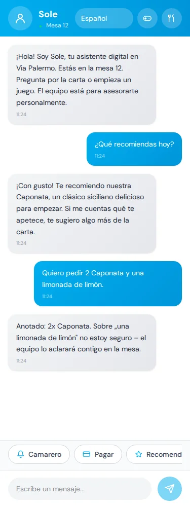 Vista del cliente · La solicitud se conserva completa. · Via Palermo