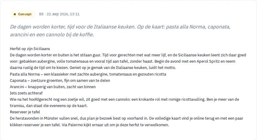 Niet-gepubliceerd nieuwsconcept voor Via Palermo