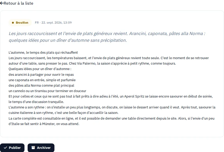 Ta carte devient une actualité. · Via Palermo