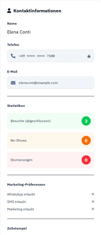 Nach der Zuordnung · Aus einer Nummer wird ein Kontakt. · Via Palermo