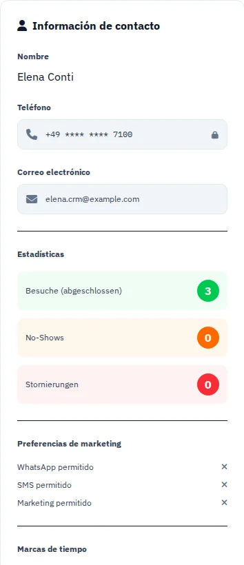 Después de vincular · Un número se convierte en contacto. · Via Palermo