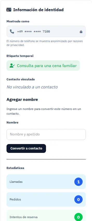 Antes de vincular · Un número se convierte en contacto. · Via Palermo