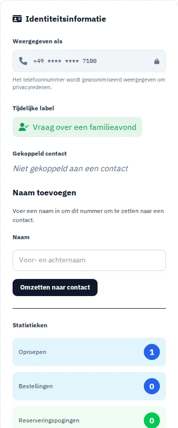 Voor het koppelen · Van nummer naar contact. · Via Palermo