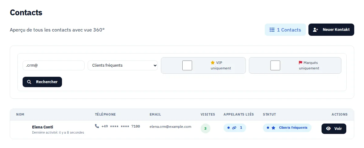 Filtre les clients que tu recherches. · Via Palermo