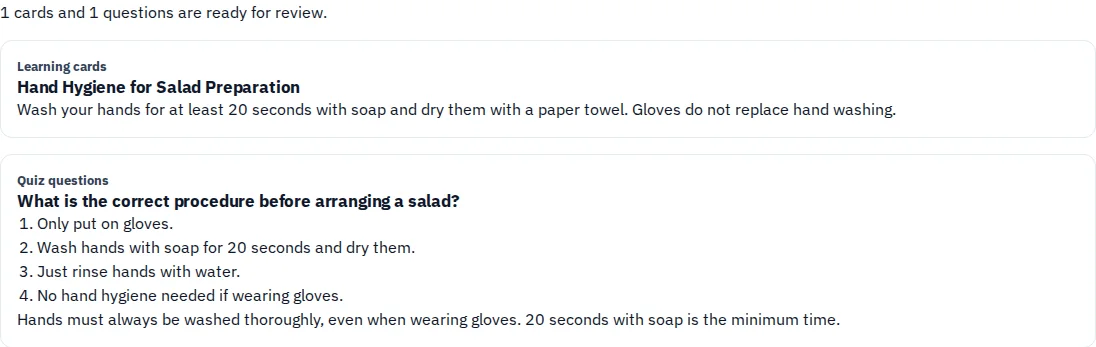 Generated proposal · Refresh hand hygiene
