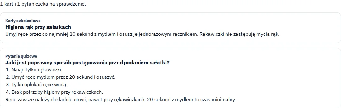 Wygenerowana propozycja · Przypomnij higienę rąk