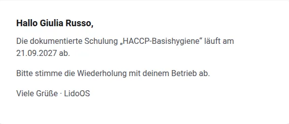 An die Auffrischung erinnern · Via Palermo