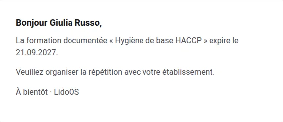 Rappelle le renouvellement · Via Palermo