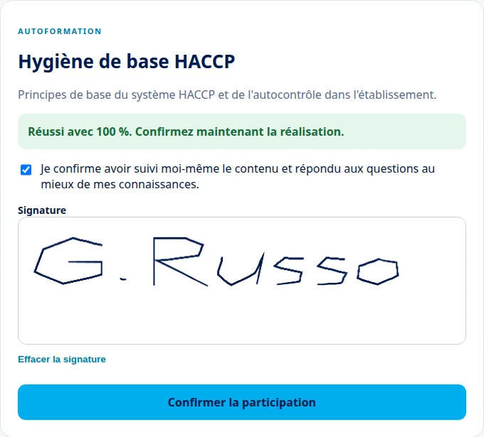 Confirme et signe · Via Palermo