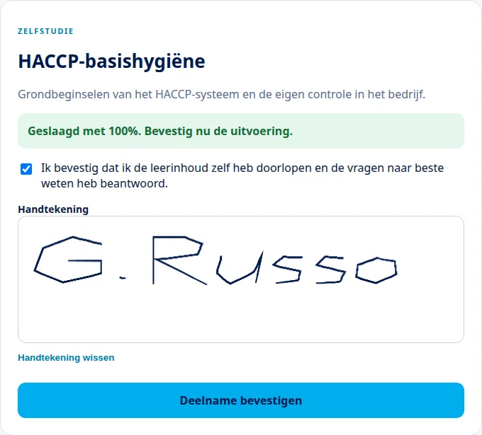 Bevestig en onderteken · Via Palermo