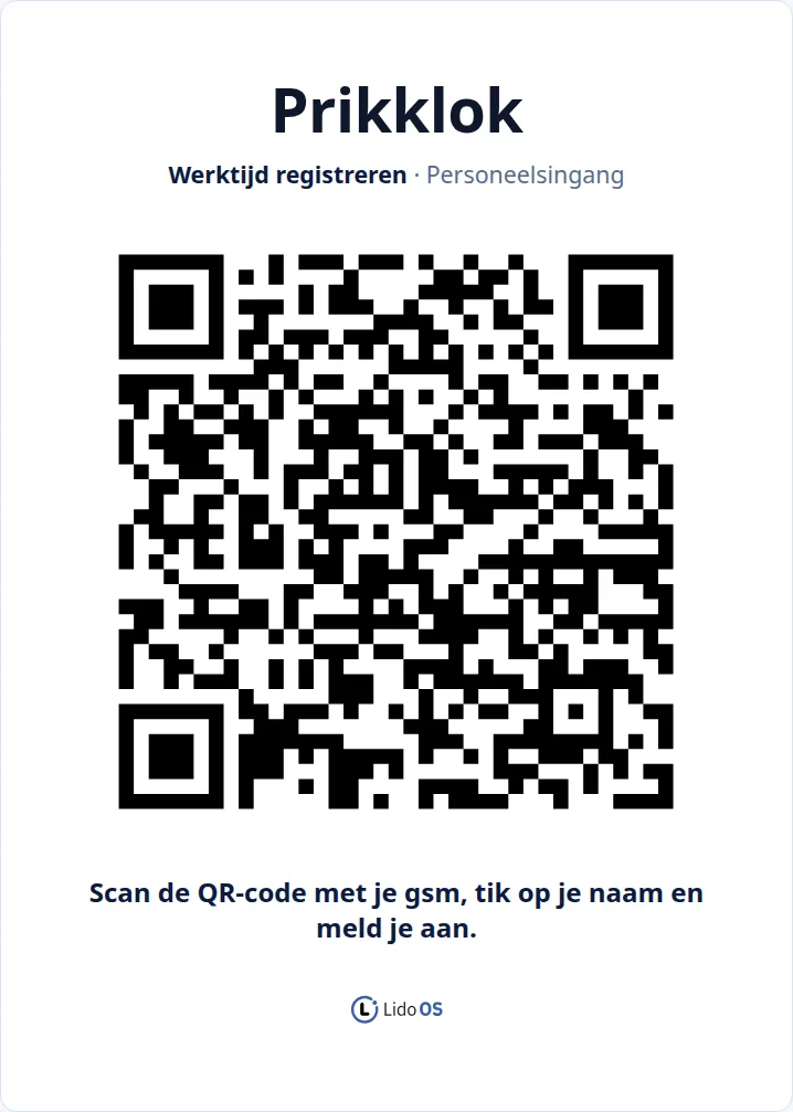 Afdrukbare prikklokaffiche en persoonlijke pagina met pauzefunctie.