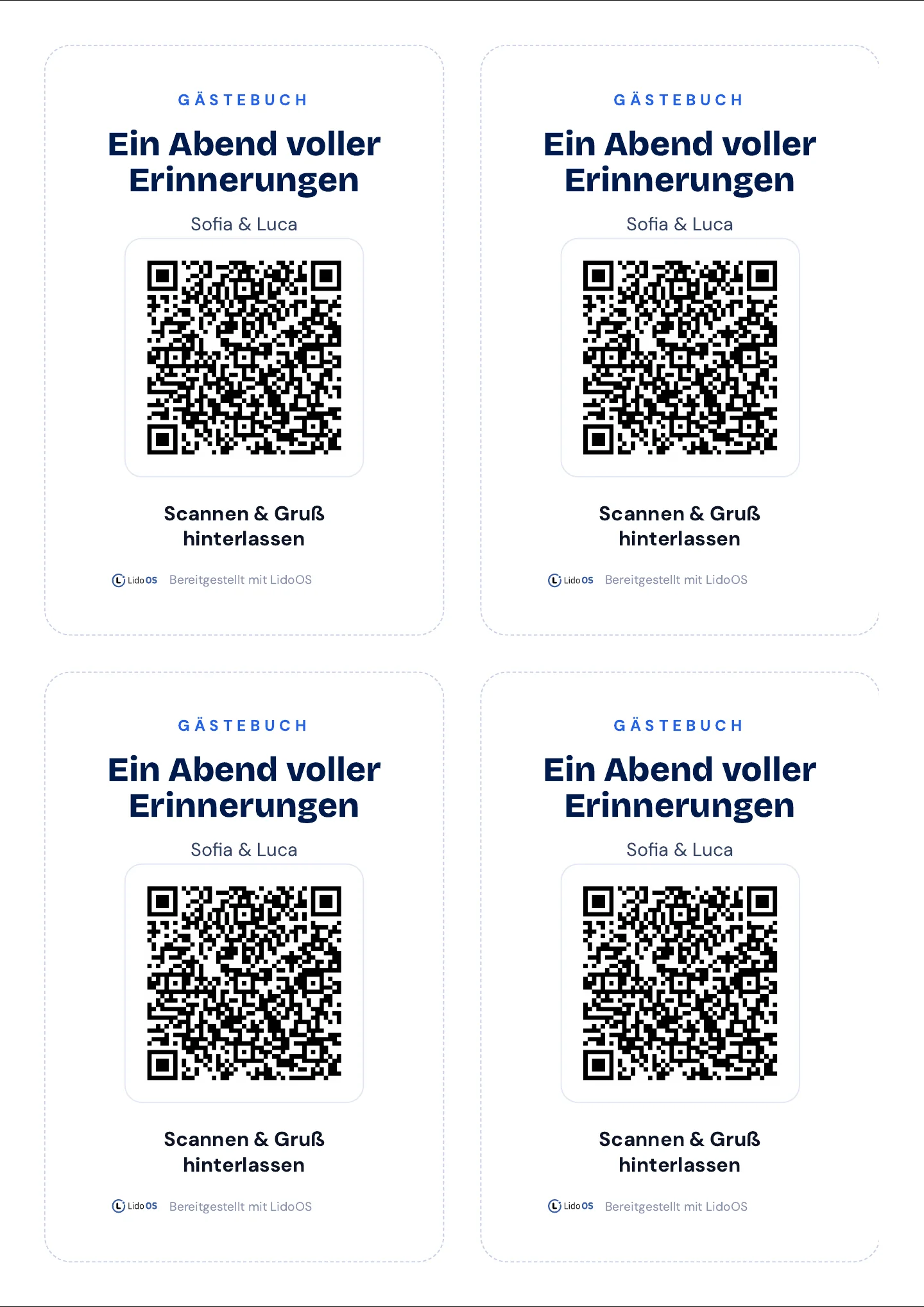 QR-Tischkarten als Druck-PDF · Via Palermo