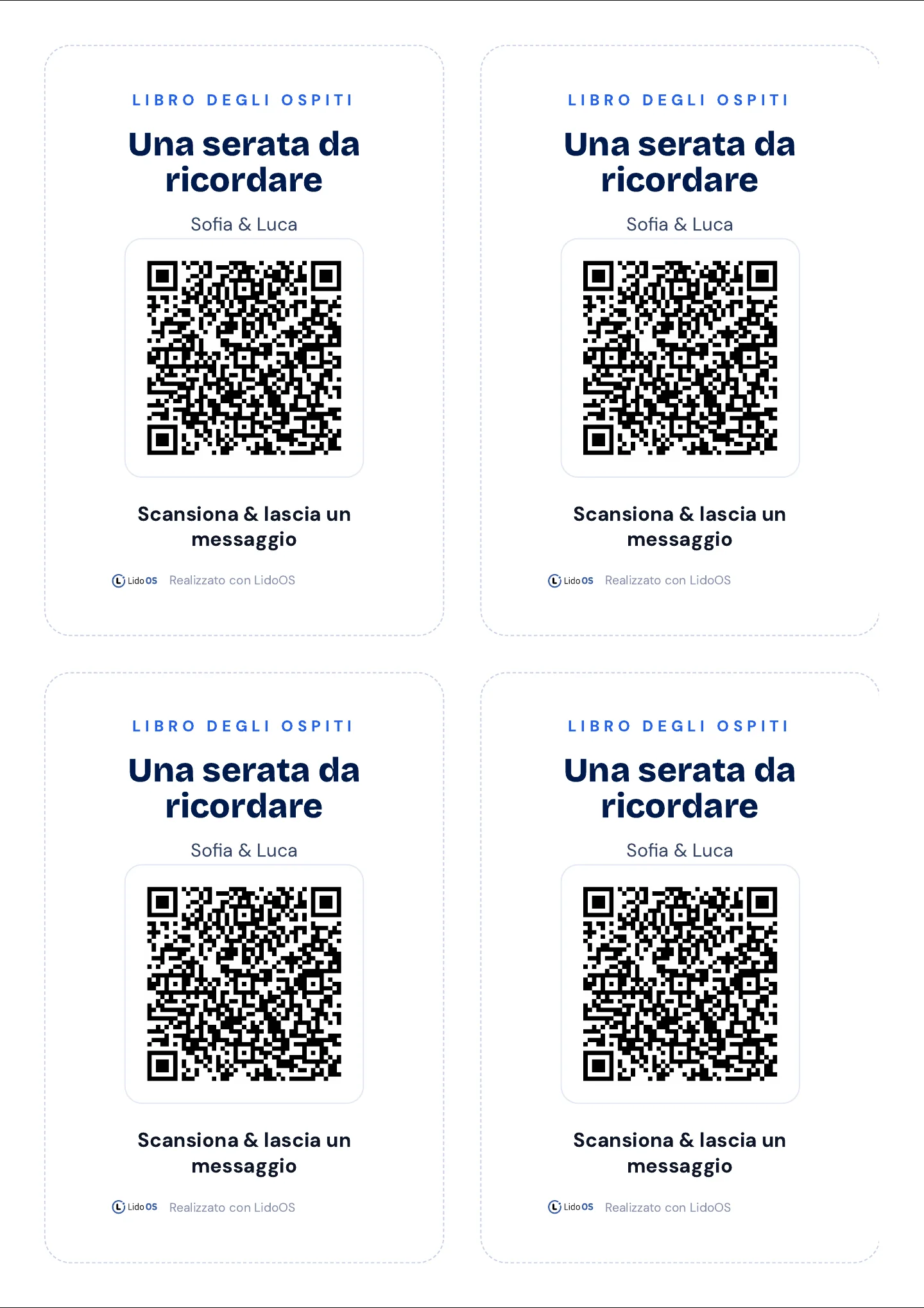 Tessere QR da tavolo come PDF di stampa · Via Palermo