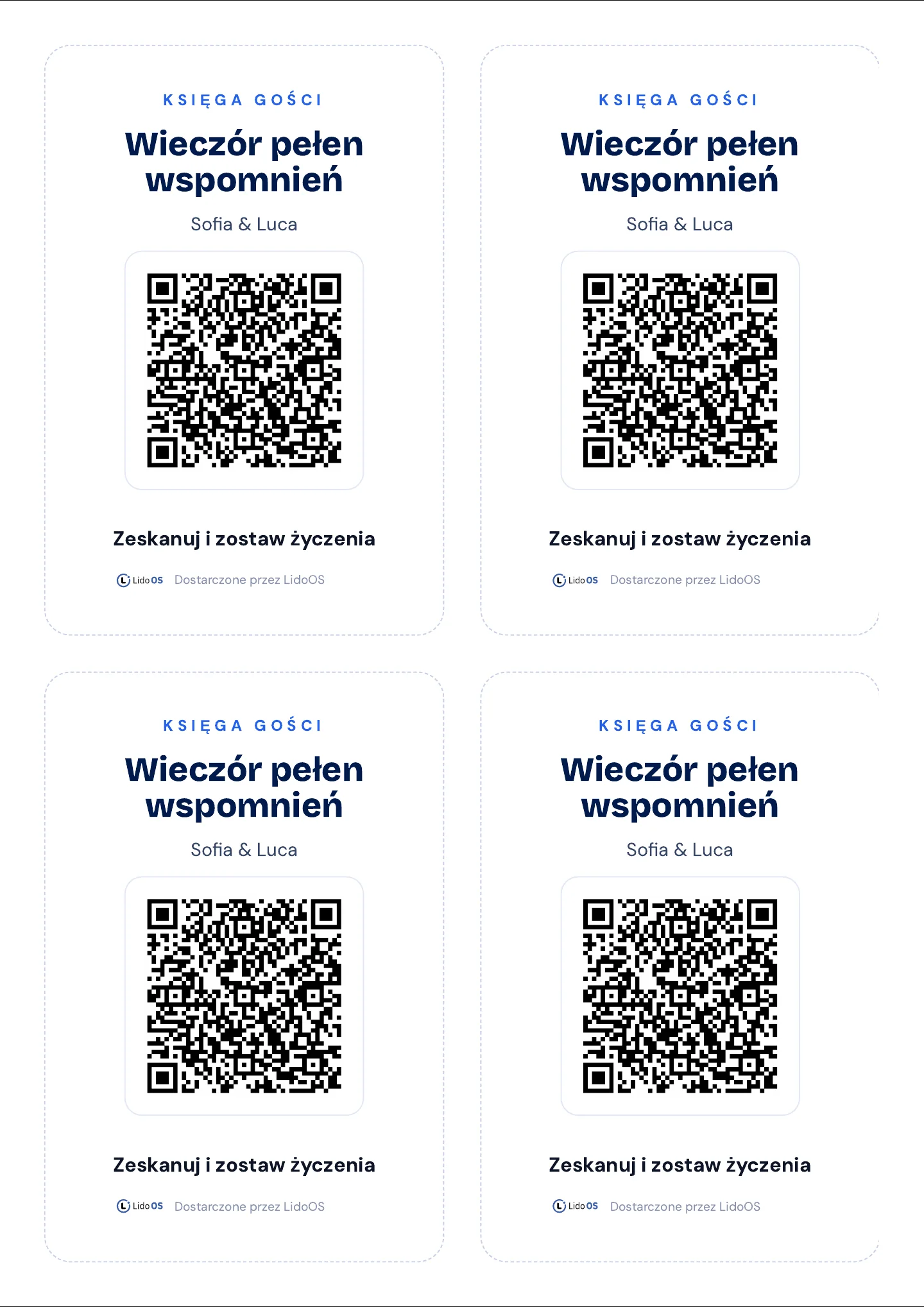Karty QR na stoły jako PDF do druku · Via Palermo