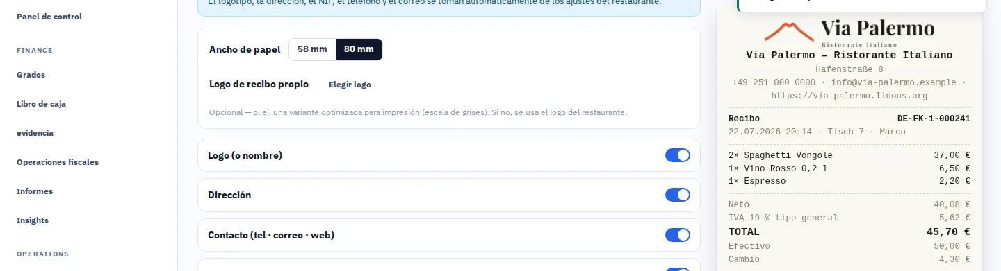 Tu recibo, bien organizado.