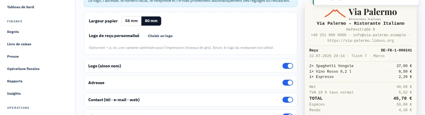 Un ticket bien organisé.