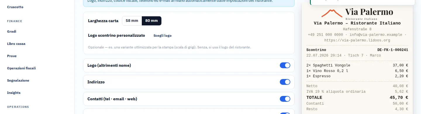 Uno scontrino ben organizzato.