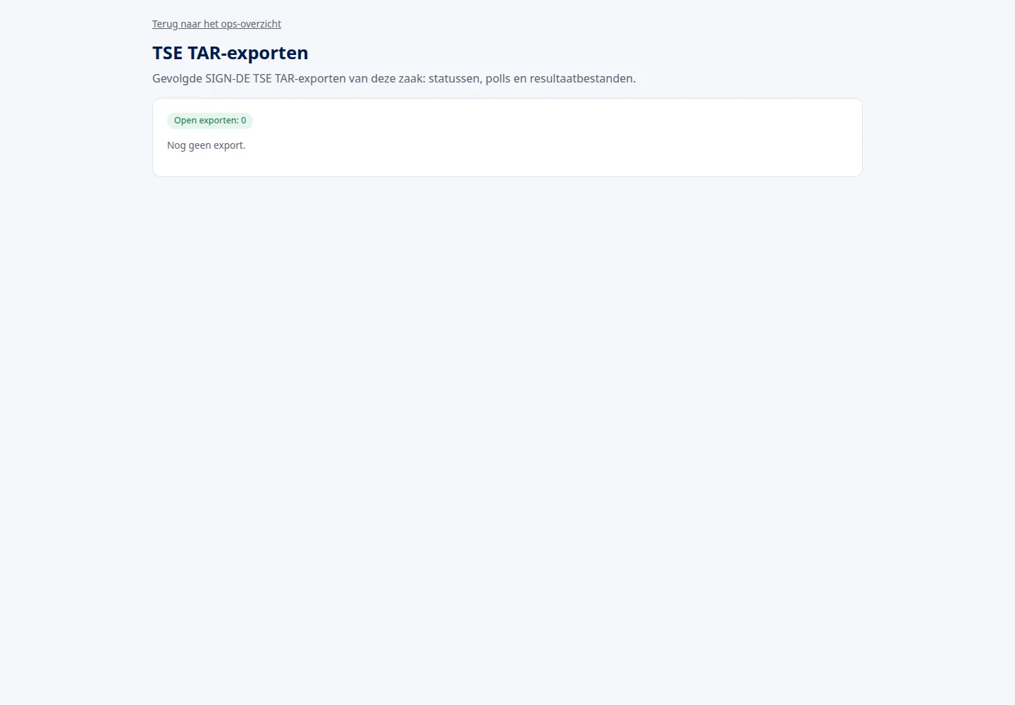 TSE-TAR · De exportroute voor controle voorbereiden.