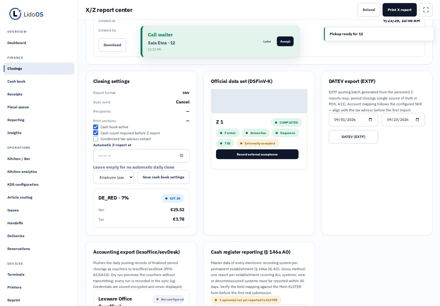 DSFinV-K · Prepare the export workflow for inspection.