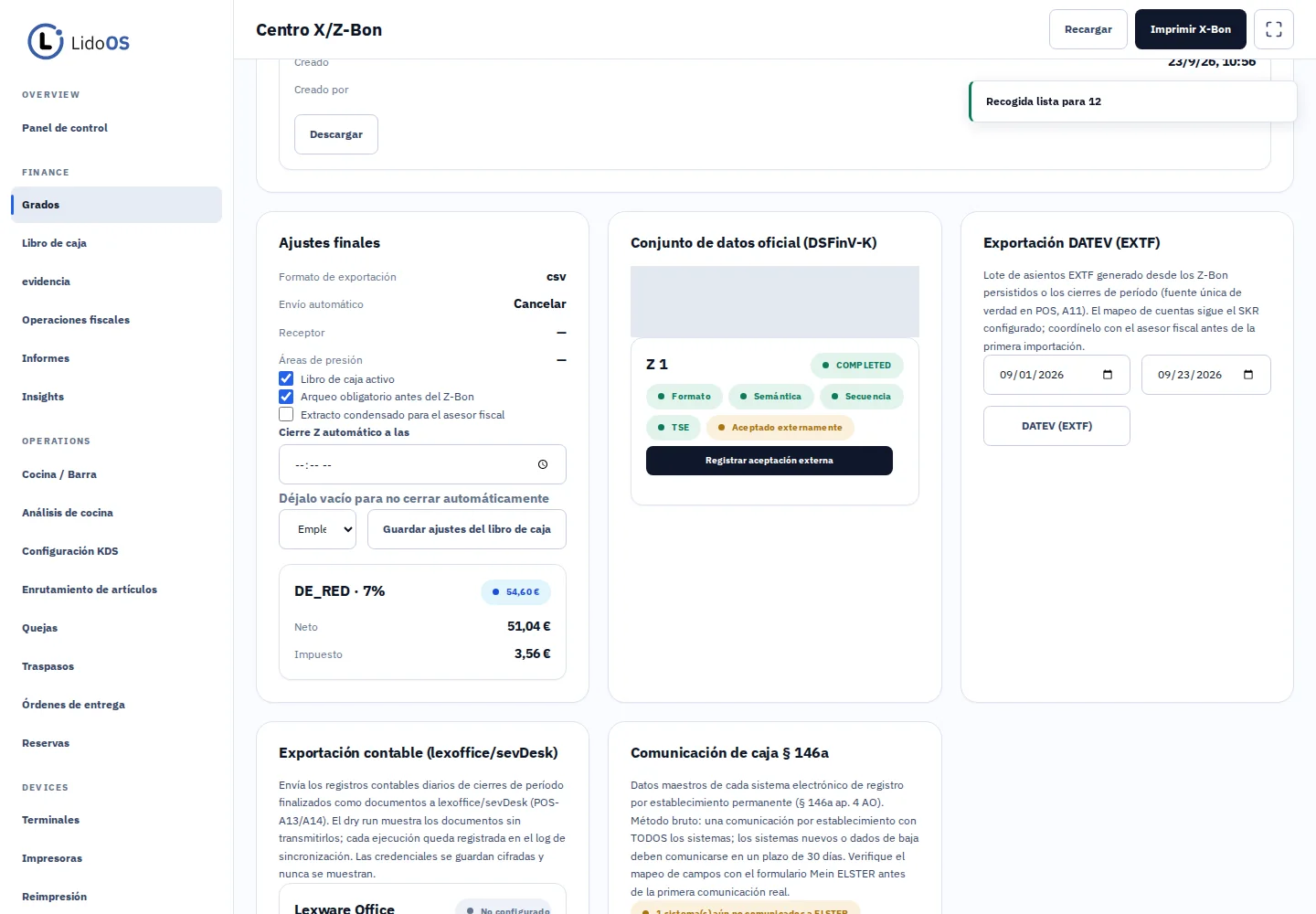 DSFinV-K · Preparar la exportación para una revisión.