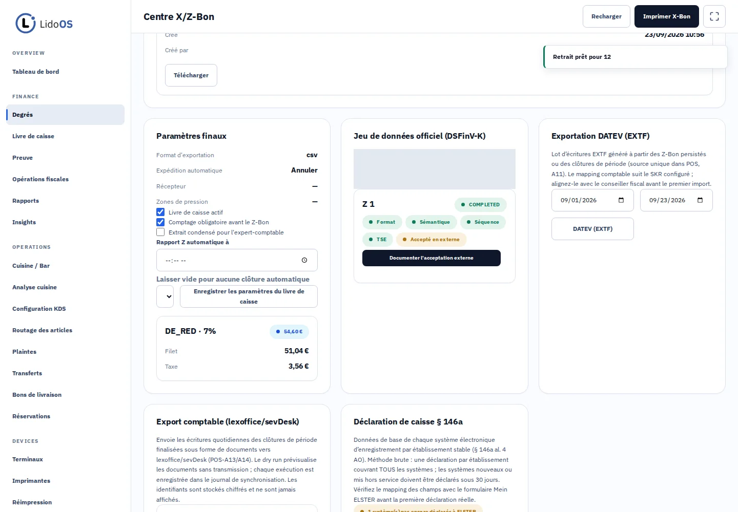 DSFinV-K · Préparer les exports pour le contrôle.