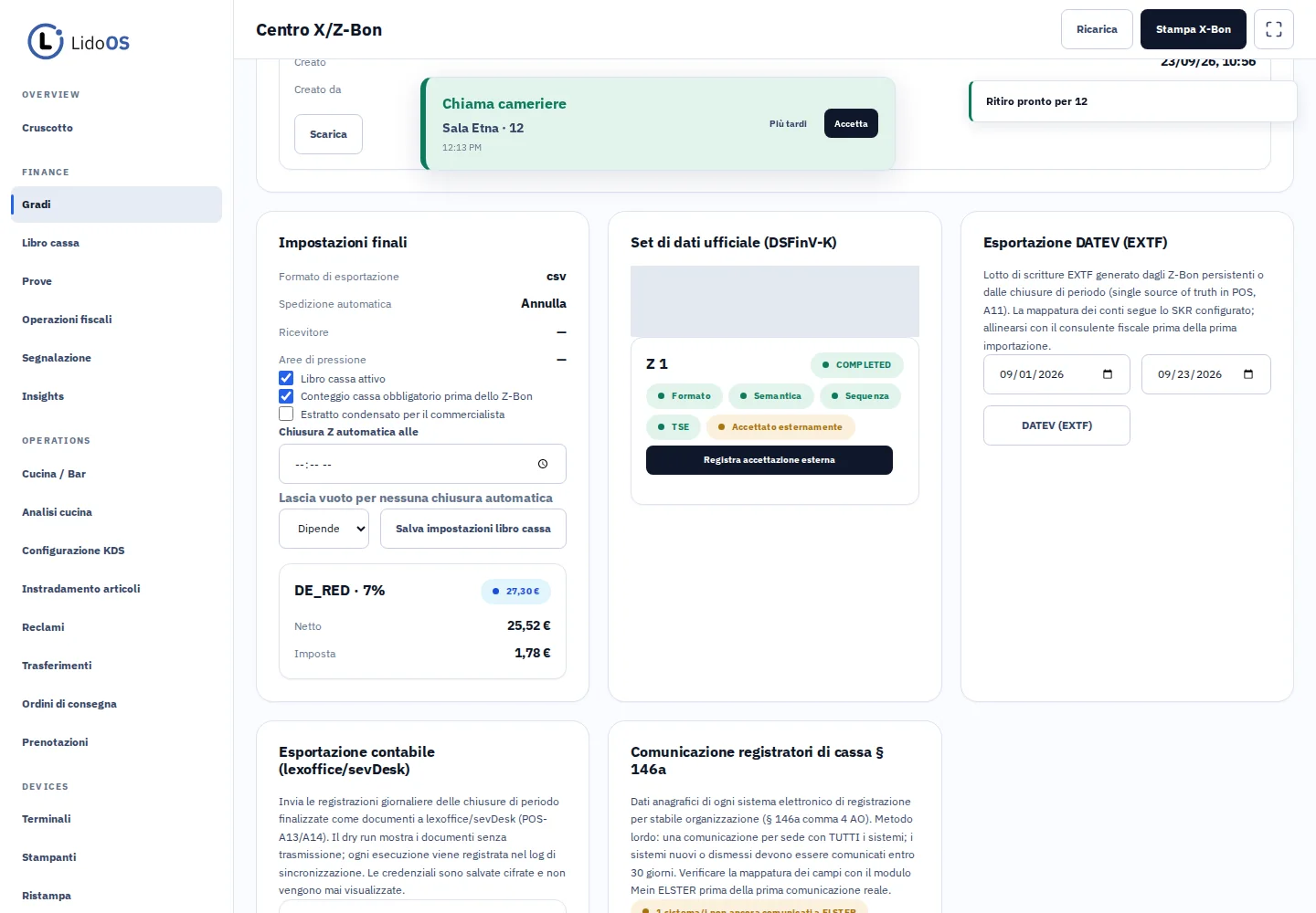 DSFinV-K · Preparare le esportazioni per i controlli.