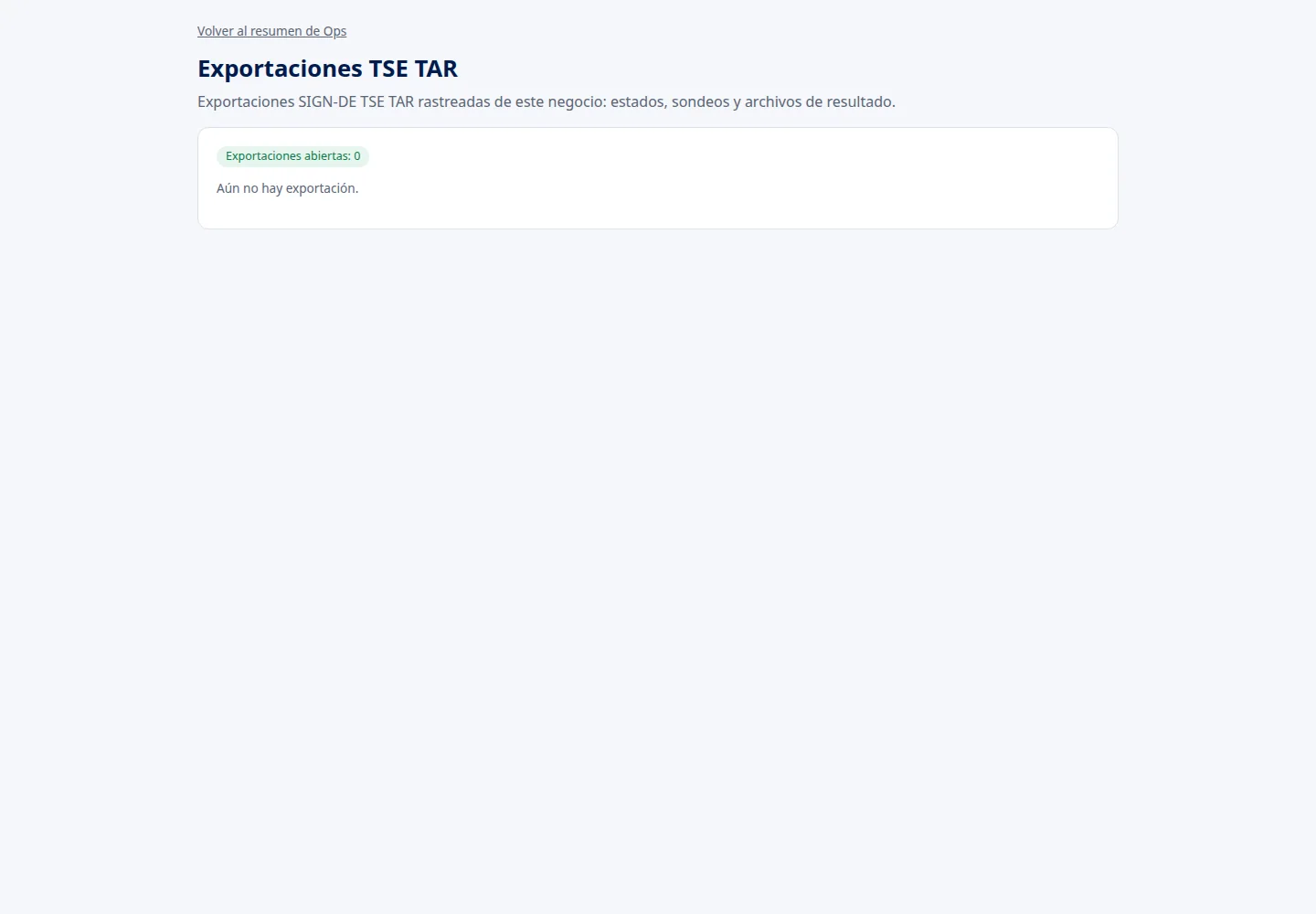 TSE-TAR · Preparar la exportación para una revisión.