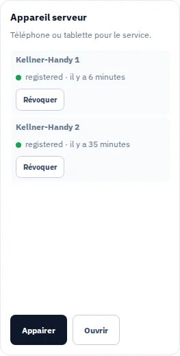 Téléphones serveurs enregistrés sur la Box.