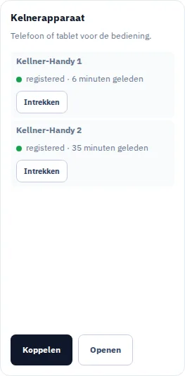 Aangemelde bedieningstelefoons op de Box.
