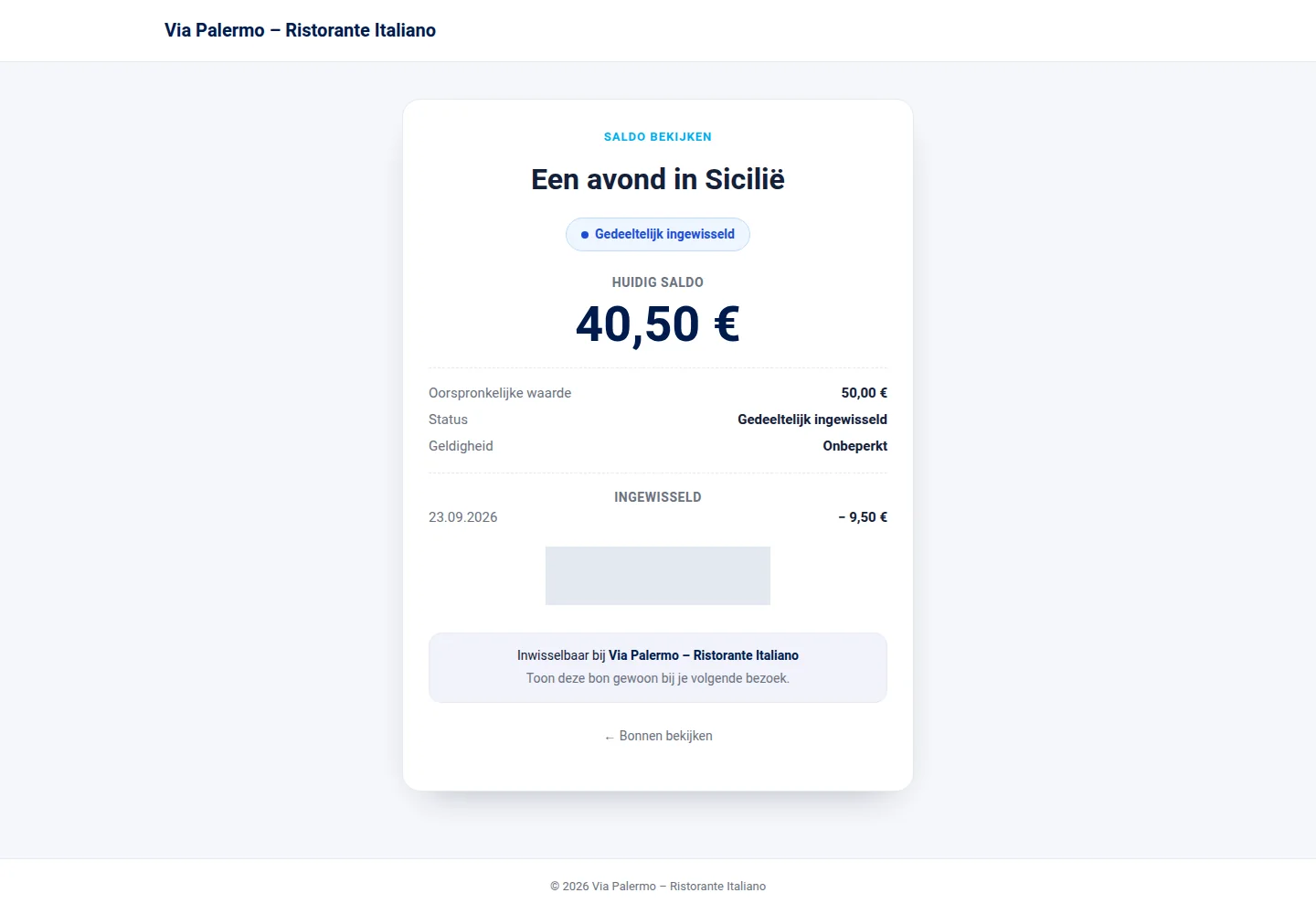 Resttegoed in Nova · Een cadeaubon controleren en inwisselen.