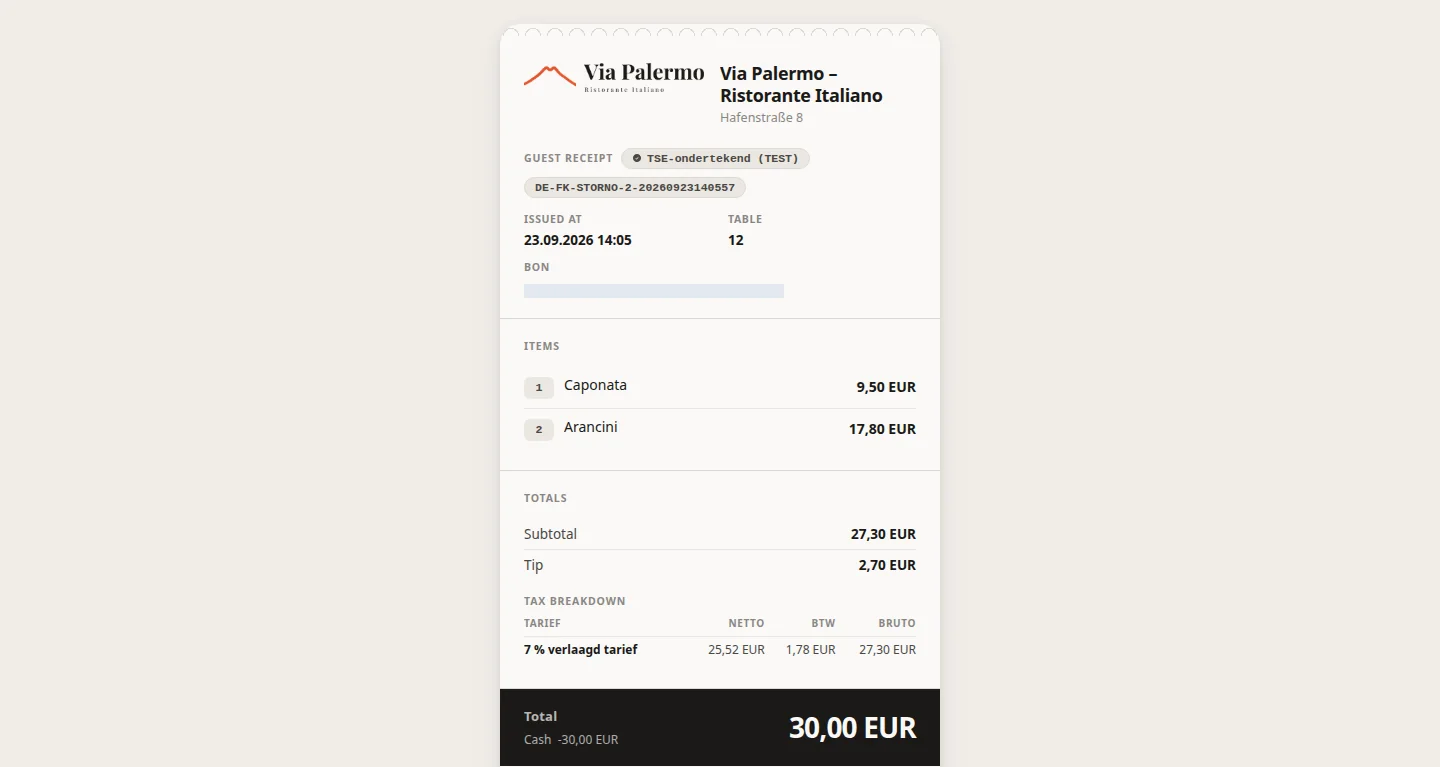 Tegenbon · Annuleren met reden en tegenboeking.