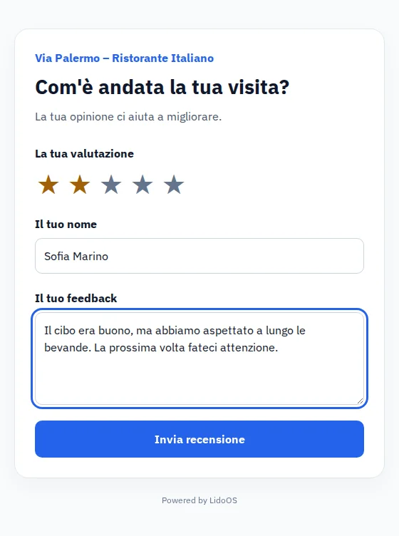 Invitare gli ospiti · Via Palermo