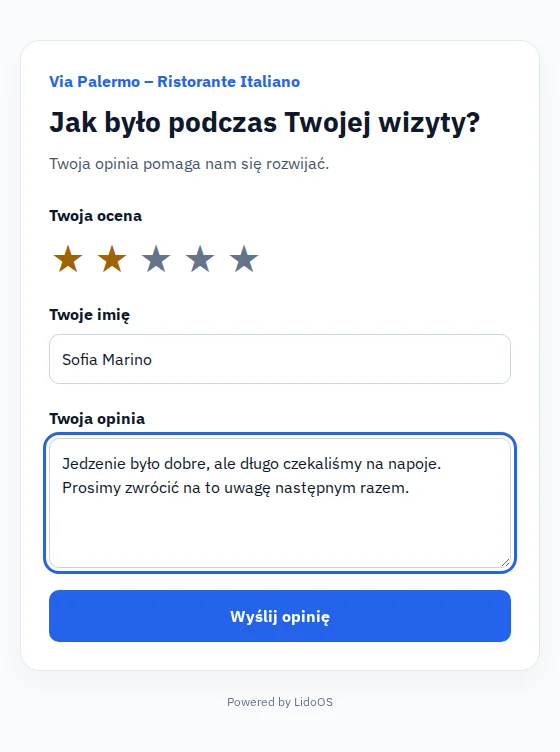 Zapraszanie gości · Via Palermo