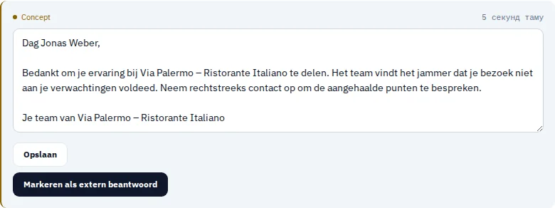 Antwoorden voorbereiden · Via Palermo