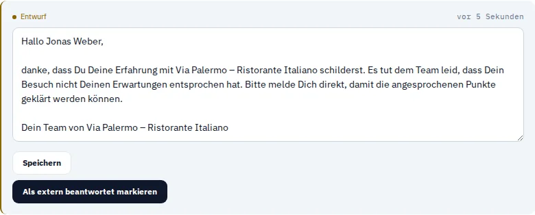 Antworten vorbereiten · Via Palermo