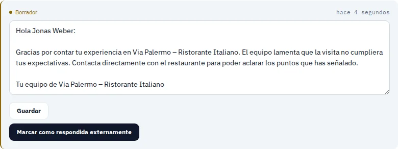 Preparar respuestas · Via Palermo