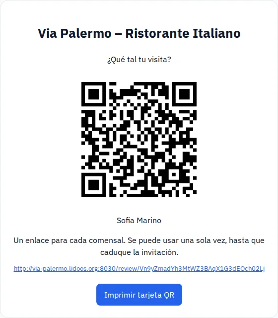 Invitar a tus clientes · Via Palermo