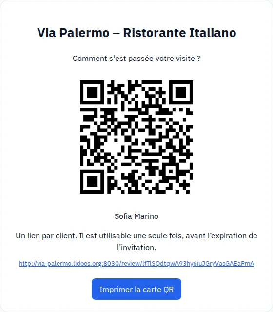 Inviter tes clients · Via Palermo