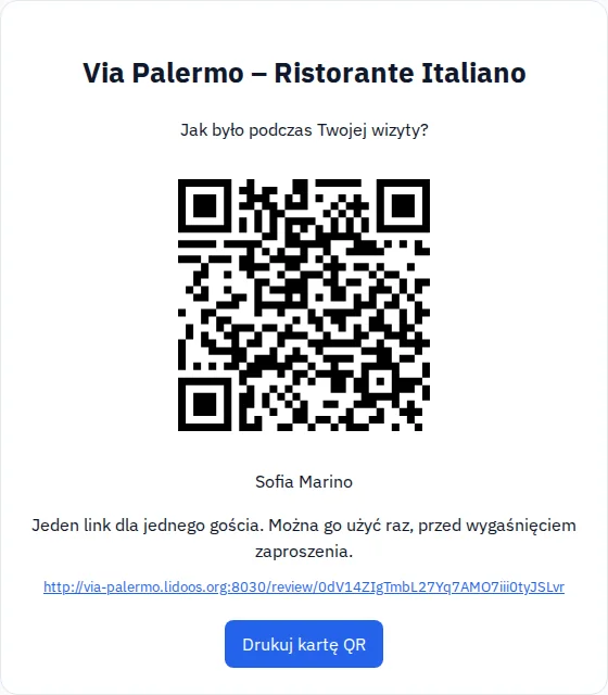 Zapraszanie gości · Via Palermo
