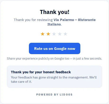 Two stars · Let guests choose · Via Palermo