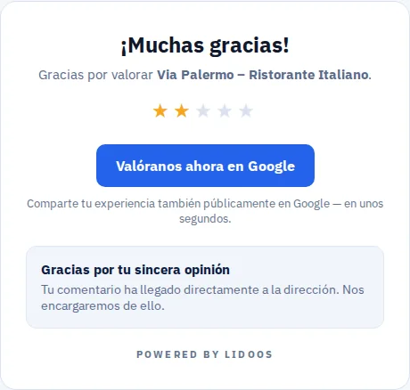 Dos estrellas · Dar libertad de elección · Via Palermo