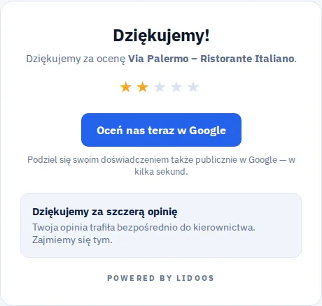 Dwie gwiazdki · Swoboda wyboru · Via Palermo