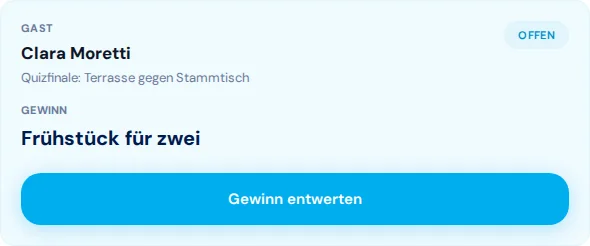 QR-Scanner mit geprüftem fiktivem Sonderpreis und Schaltfläche zur Einlösung.