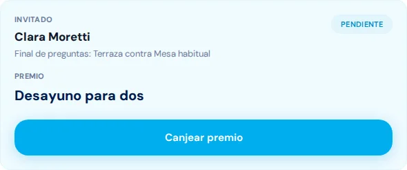 Escáner QR con un premio especial ficticio comprobado y botón de canje.